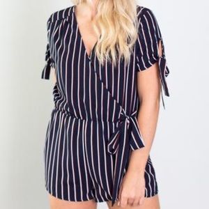 NWT Navy Striped Romper Size Small